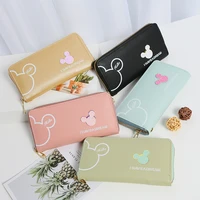new disney cartoon fashion womens wallet mickey mouse long zipper pu wallet minnie mini coin purse anime money purse girls gift