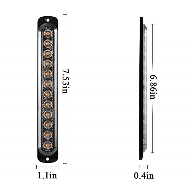 2PCS 7.5Inch Red/White/Red 12-LED Ultra-Slim Car Truck Emergency Beacon Flash Warning Hazard Strobe Light Bar | Автомобили и