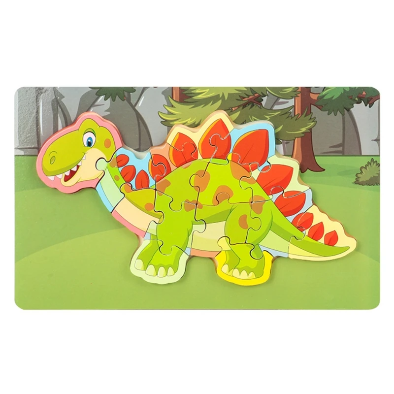 

Деревянный пазл-динозавр K1KC, познавательная головоломка танграмма, 3D резка, красочная форма, сортировка, развивающая игрушка, подарок для д...