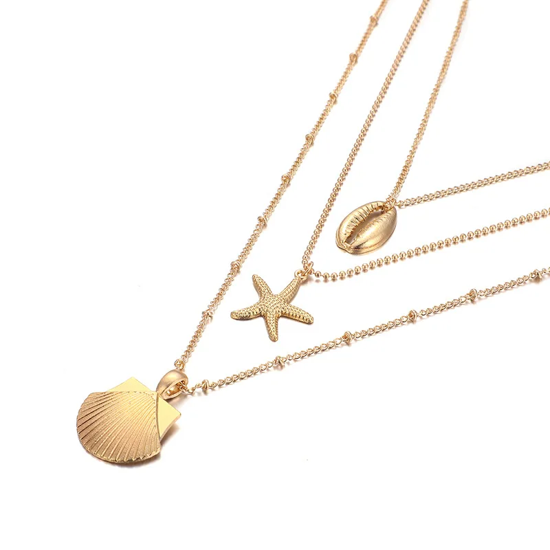 Модное популярное многослойное женское ожерелье KSRA 2019 с ракушками и морскими