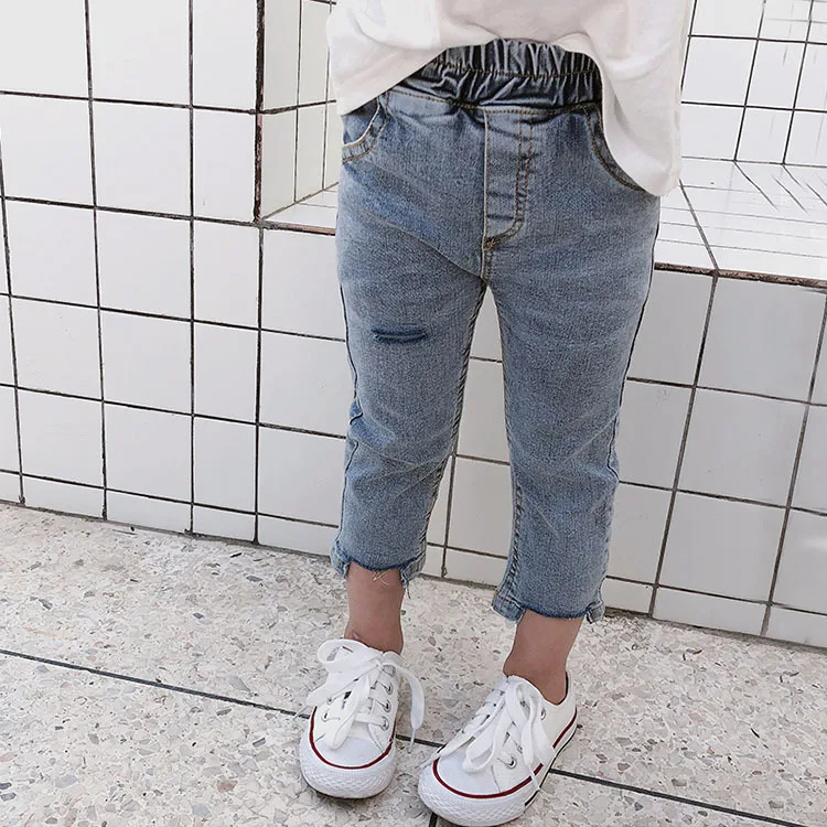

Kids Trousers Spring New Baby Girl Jeans Pants 2021 New Arrival Girls Fashion Split Slim Denim Pants Toddler Jeans Child Clothes
