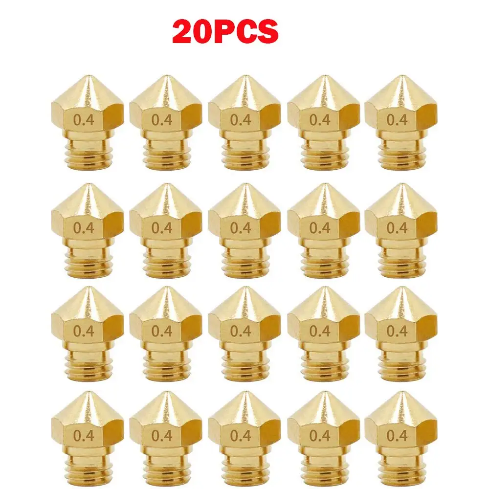 MK10 M7 Nozzle for 3D Printer, 20PCS Brass Extruder Head Hotend Nozzles 0.4mm, fit 1.75mm Filament Wanhao Dupicator D4/I3/Dremel