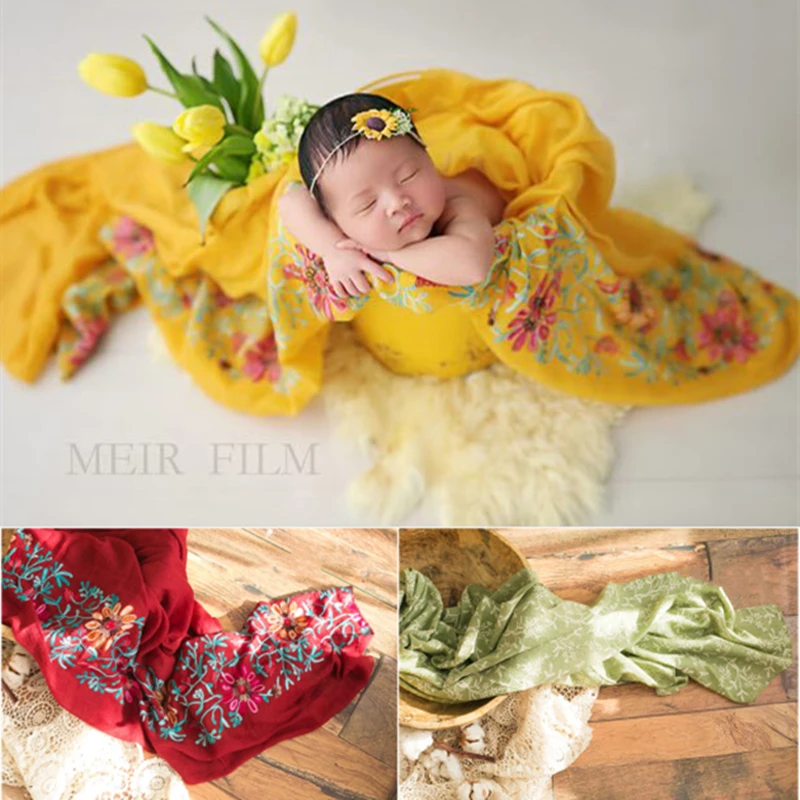 Dvotinst Newborn Baby Photography Props Folk-custom Floral Embroidery Wrap European Studio Shoots Fotografia Photo Props