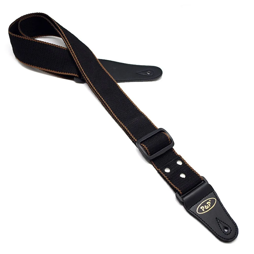 

Acoustic Electric Guitar Strap Nylon Adjustable Shoulder Leather Ends 88cm -140cm Fully Adjustable Classical Bass Accessory