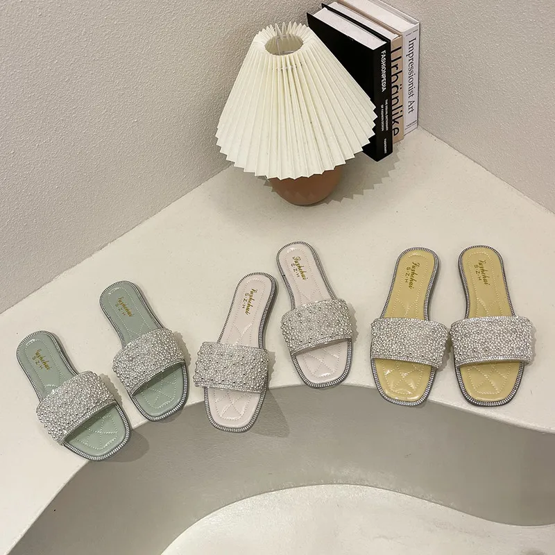 

Rubber Flip Flops Slippers Women Summer Shoes Pantofle Luxury Slides Loafers Hawaiian Flat 2021 Designer PU Rome Basic Flat Shoe