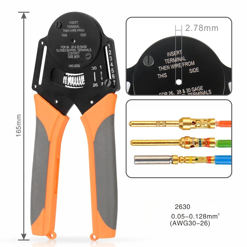 IWD-2630 IWISS Heavy Duty connector Crimping pliers Aviation pin crimper 0.05-0.128mm²（30-26AWG）Four core shaft point pressure |