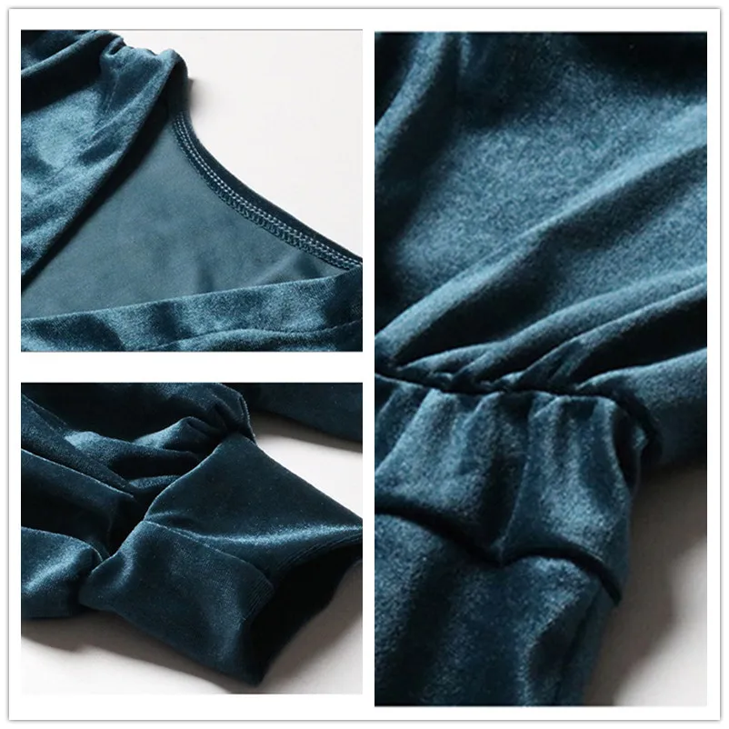 платье женское осень 2019 платья больших размеров бархатное с длинным рукавом