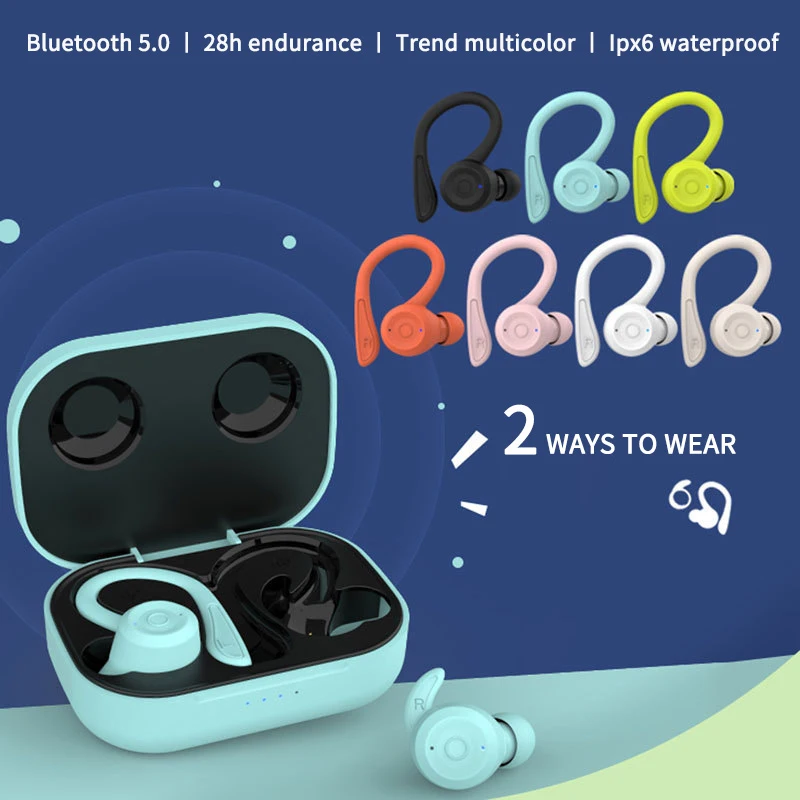 

In-ear Sports Waterproof Headphones Bluetooth Wireless Headset Earphone Earplugs TWS Noise Reduction Headset Hanging Ear