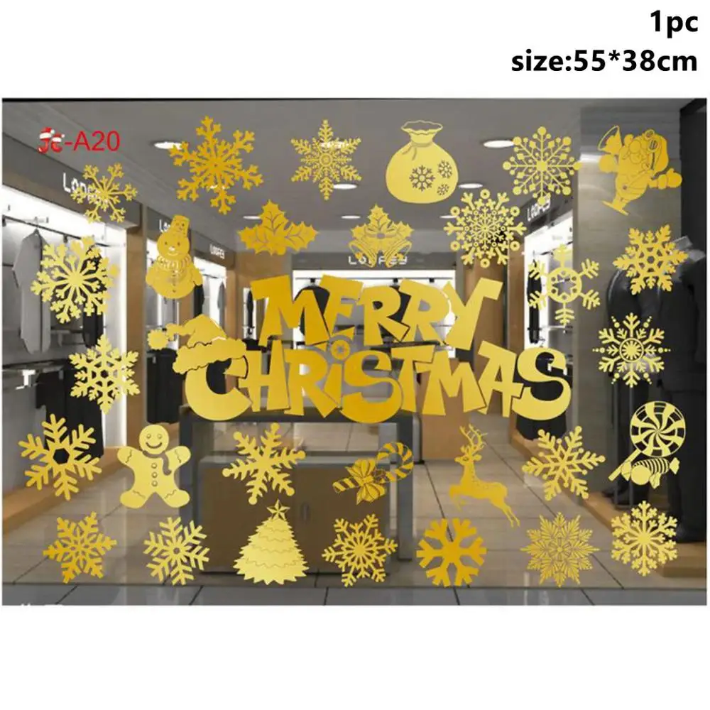Xmas Sticker 2 Taoup Merry новогодние наклейки на окно Noel Снежинка Санта-Клаус рождественские наклейки на стену украшения Рождественские украшения для дома - Цвет: Xmas Sticker 2