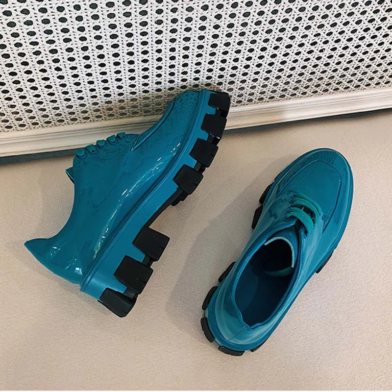 Лоферы женские в британском стиле кожаные туфли с круглым носком на шнуровке