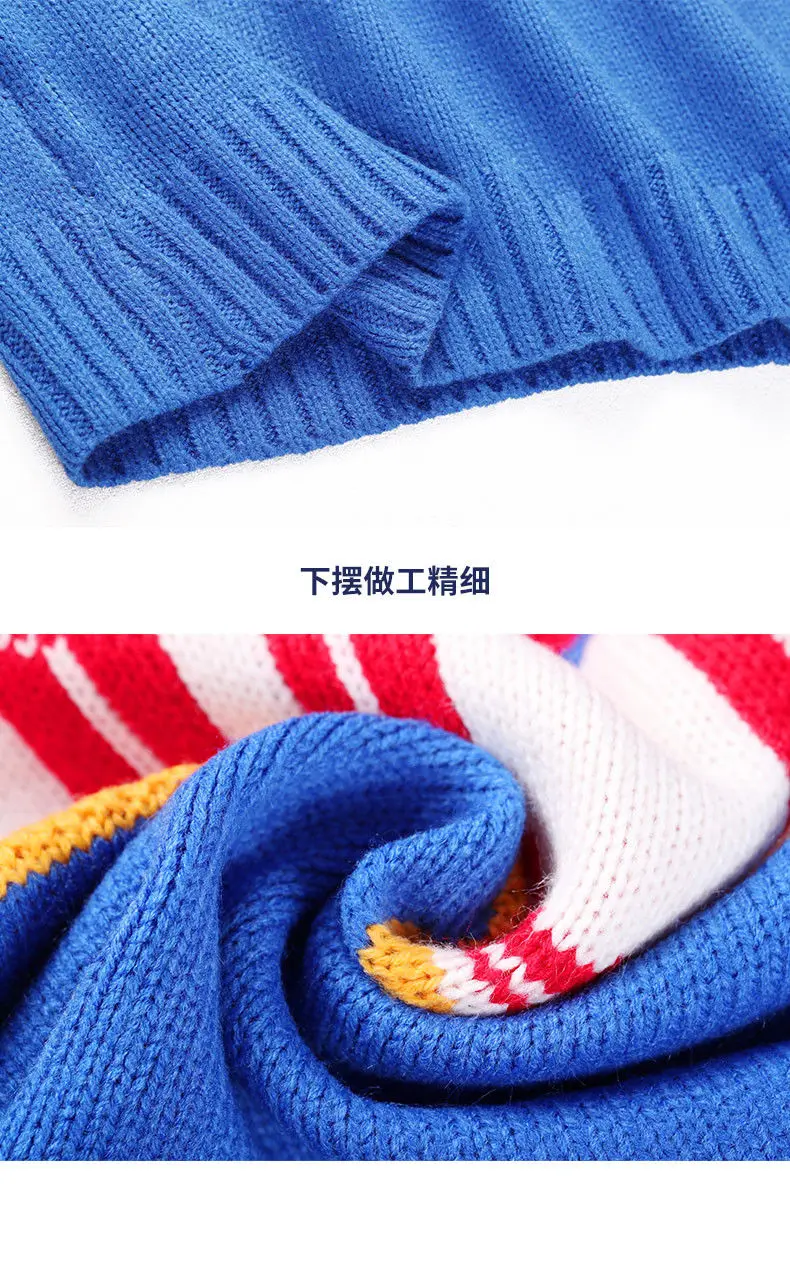 

Loose Knitted Sweater Women Jumpers korean Street style color patchwork O neck knittd womens Winter Casual sweaters womens 2020