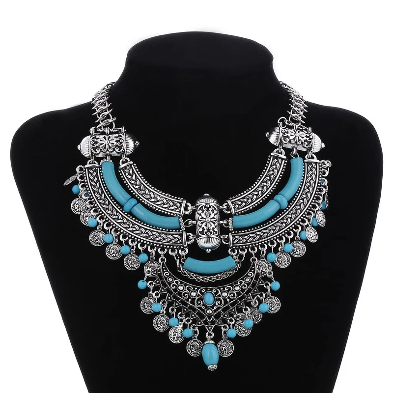 Этническая Цыганская массивные большие колье чокер Женские многослойные