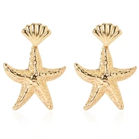 classic boho gold beach shell starfish conch pearl drop dangle earrings for women beach piercing earring star gift girls jewelry