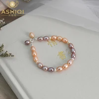 ashiqi natural freshwater pearl bracelet rral 925 sterling silver button jewelry multi color fashion gift women