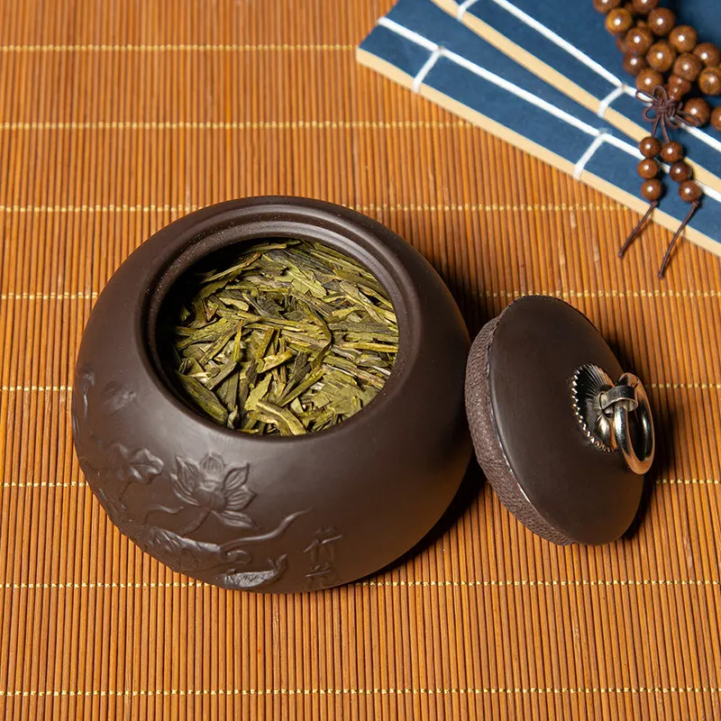 Зелёный чай герметичный ящик для хранения из фиолетовой глины под Коробки банки