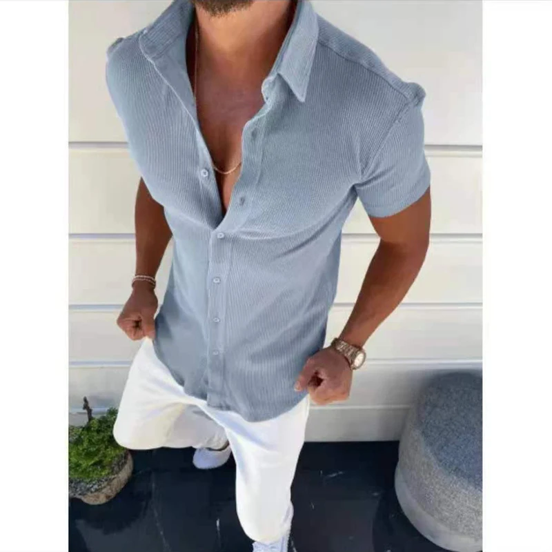 

Nice Pop Cotton Linen Shirt Men's Casual Blouse Loose Tops Short Sleeve Tee Oversize Shirt Spring Summer Handsome Men Shirt