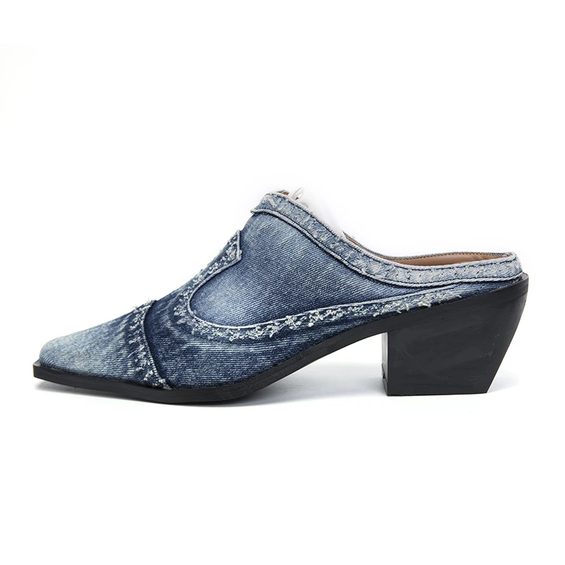 

Denim Mid-heel Slippers Suitable For Summer, It Is Recommended To Place An Order In A Larger Size!!!