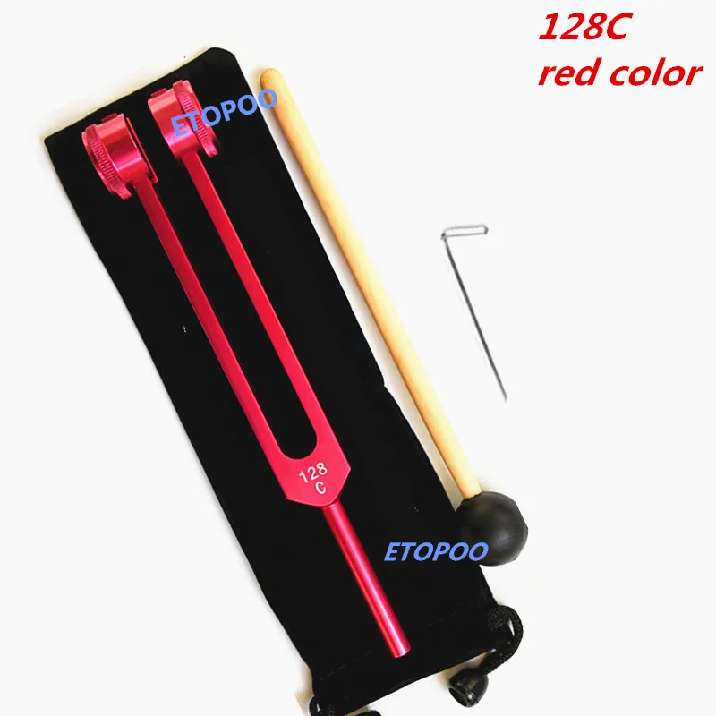 red with wrench Алюминиевый медицинский камертон 128 Гц/128C тюнинговая колонка с корпусом из дерева физическая акустическая лабораторная вилка - Цвет: red with wrench