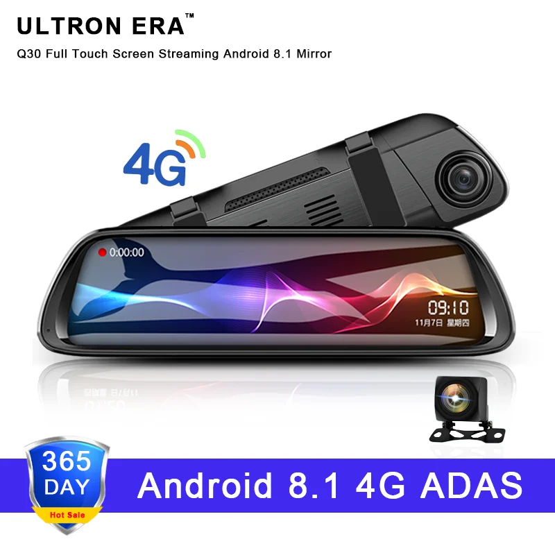 Q30 10 &quotавтомобильное зеркало заднего вида 4G Android 8 1 Dash Cam gps навигация ADAS FHD 1080P
