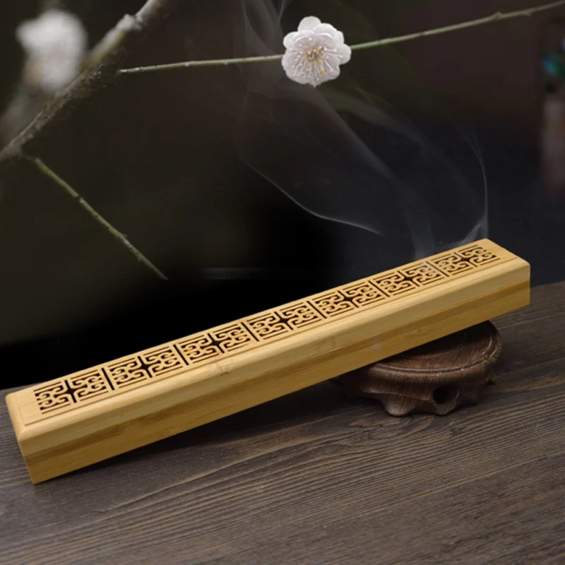 Ретро натуральный деревянный резной цветок ладан курильница Joss-stick вставленный