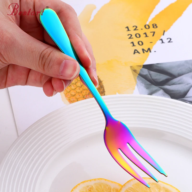 5 шт. Вилка из нержавеющей стали набор фруктовых вилок Золотая еда салат