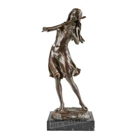 female violin player sculpture violinist statue hot cast bronze exquisite modern music art girl room home decor ornament