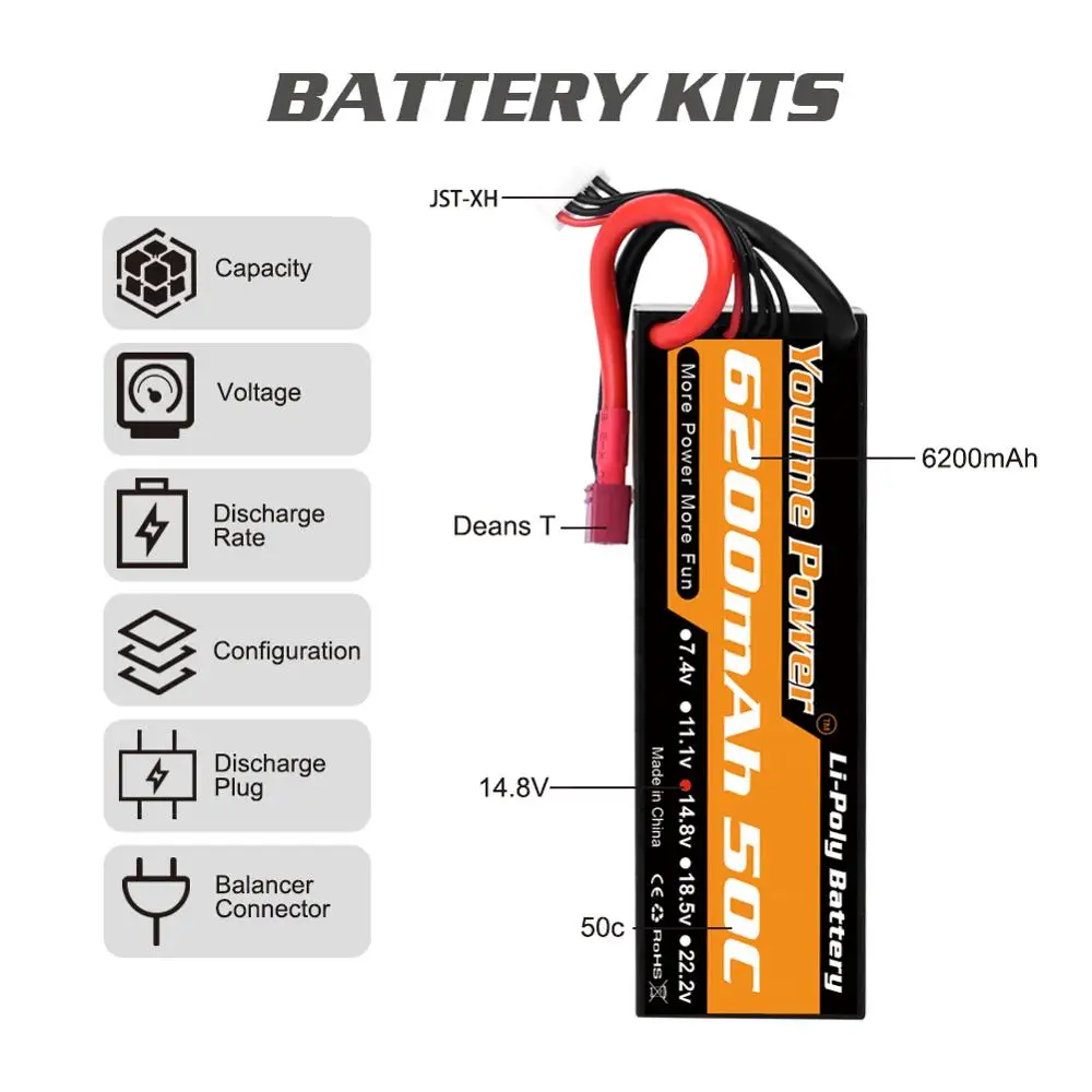 youme 4s lipo батарея 148 v 6200 мач жесткий че