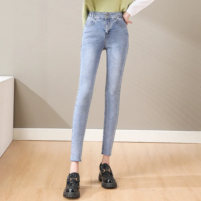 

Pencil High Waist Tight Jeans Women's Fashion Elastic Slim Nine Leggings