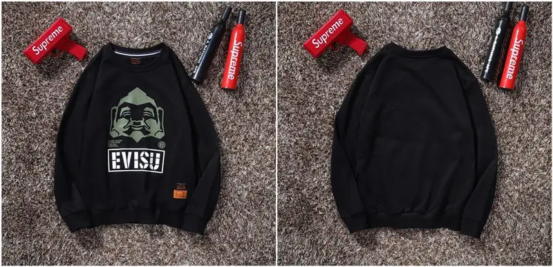 Evisu осенне-зимний мужской свитер с круглым вырезом, теплый дышащий Модный хлопковый свитер с принтом и длинными рукавами для мужчин и женщин, одежда для влюбленных