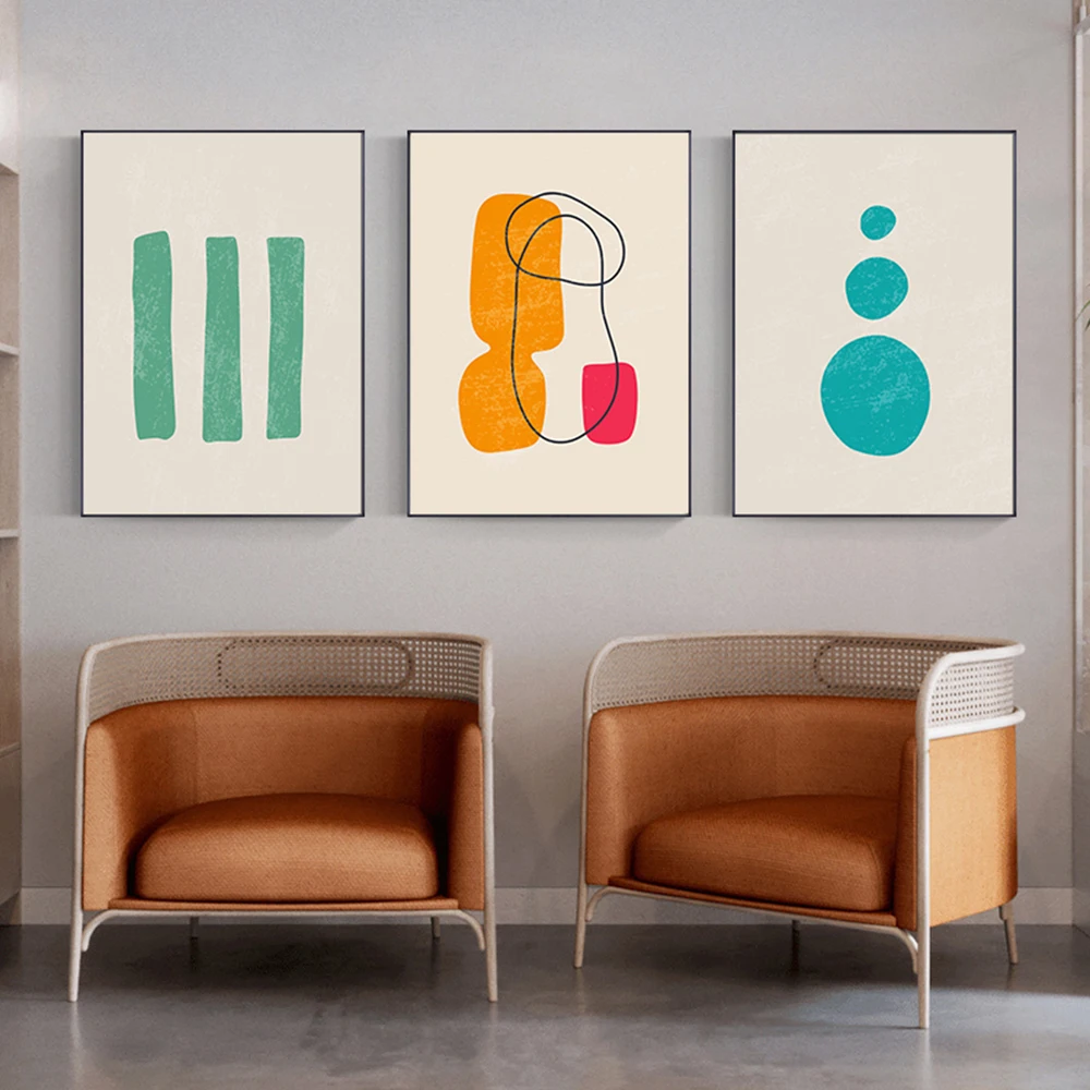 

Abstract Colorful Graphic Shapes Poster Wall Art Print Nordic Multicolor Canvas Painting Modern Picture for Living Room Decor