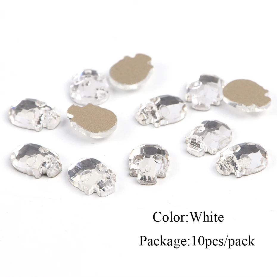 10 шт черепа кости Стразы 3D дизайн ногтей Хэллоуин украшения с плоской задней