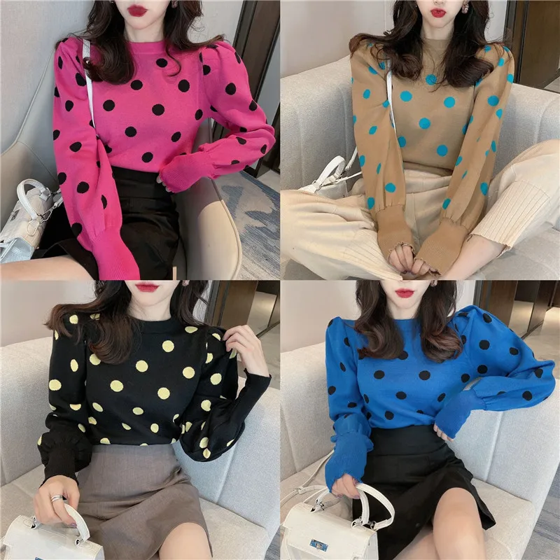 

Ins Polka Dot Autumn Winter Clothes Women Sweaters Fashion Brand Ulzzang Loose Pullovers Knitted Hipster Korean Style New