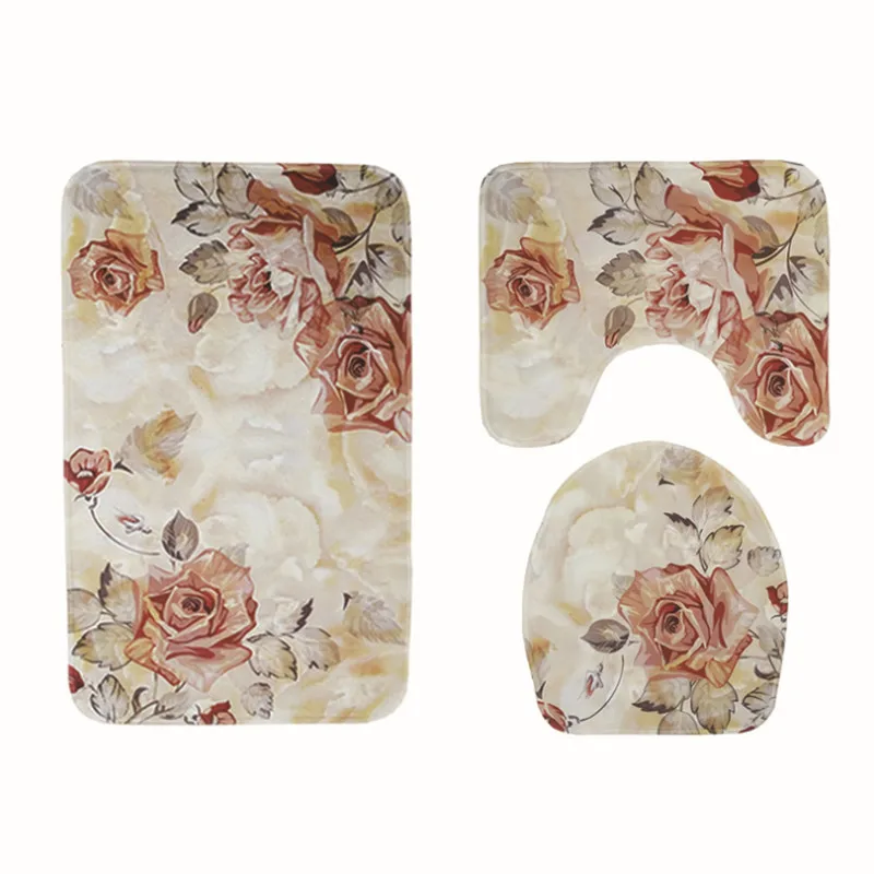 3 шт./компл. Набор ковриков для ванной фланелевый Противоскользящий кухонный