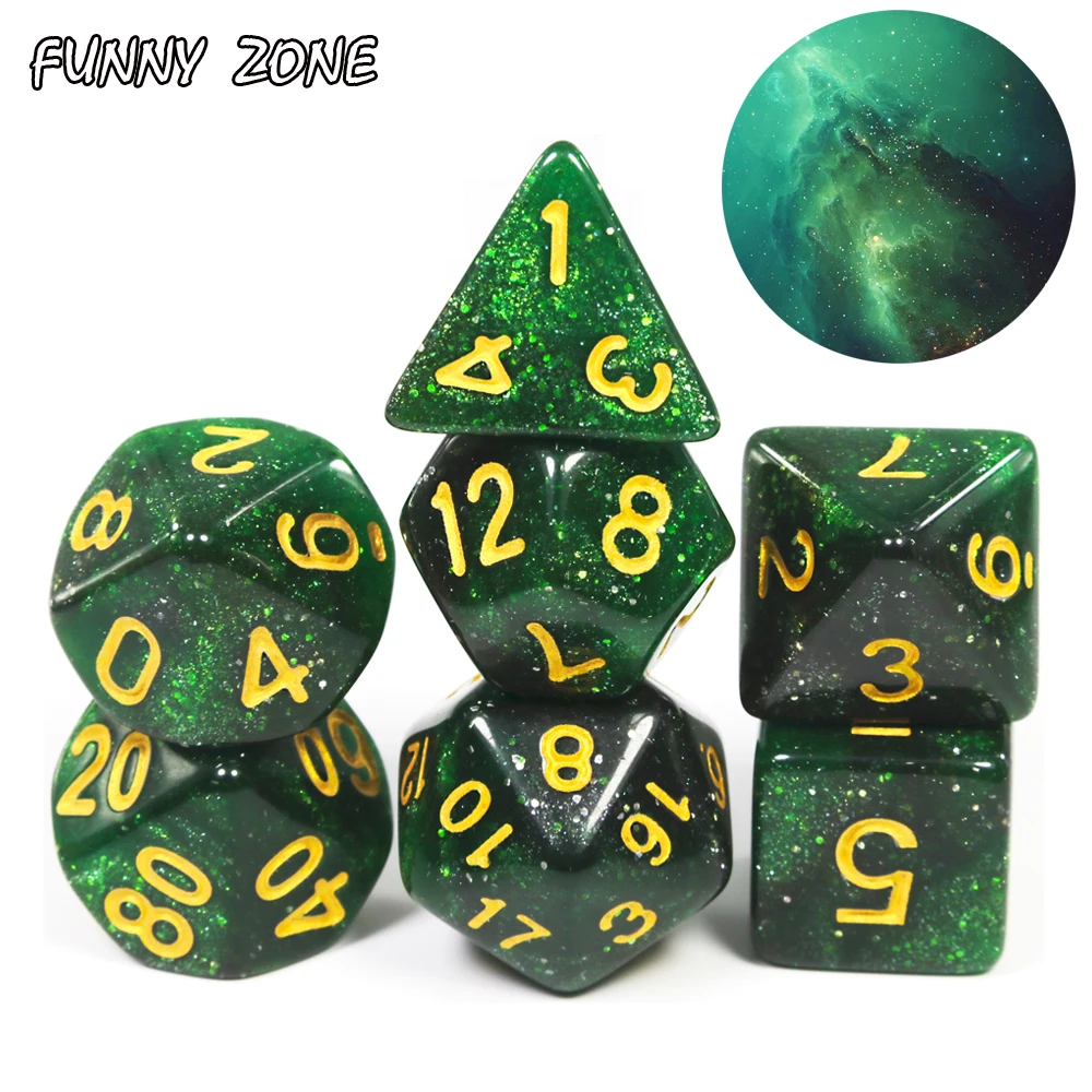 Набор многогранных игральных костей Starry Sky 7 Die Series D20 D12 D10 D8 D6 D4 игральные кости DND