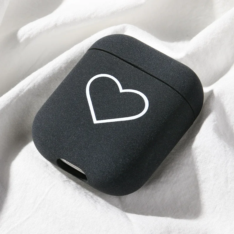 Black Чехол для Airpods чехол с милым сердечком чехол s Для Air Pods 1 2 чехол Bluetooth беспроводной защитный чехол для наушников на Airpods - Цвет: Black