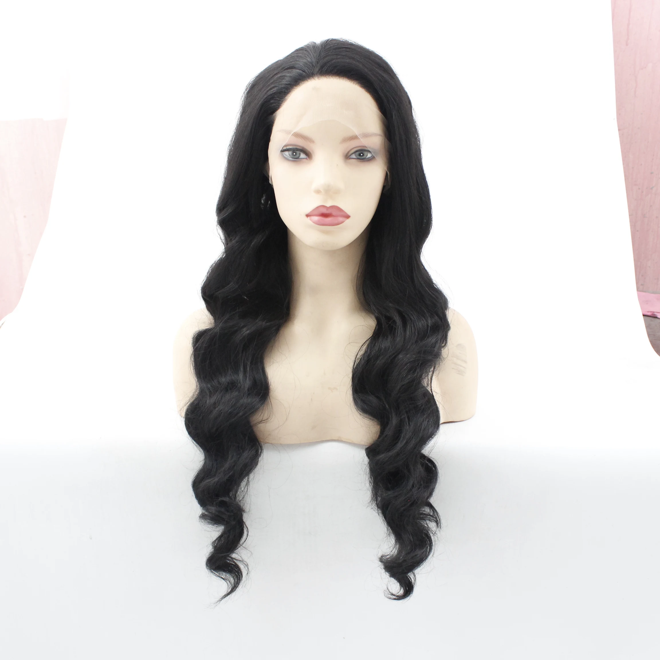 Парик MRWIG длинный волнистый синтетический фронтальный бесклеевой Детские волосы