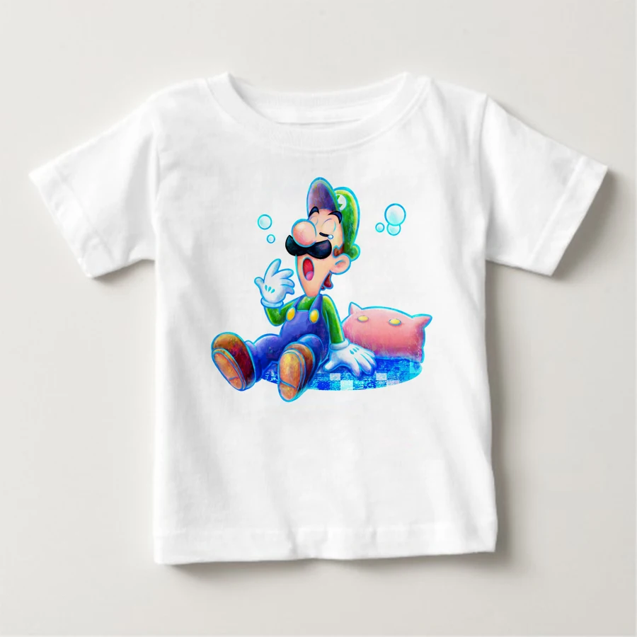 

Mario brothers cartoon print children's T-shirt cute boy girl summer coat baby short sleeve dress