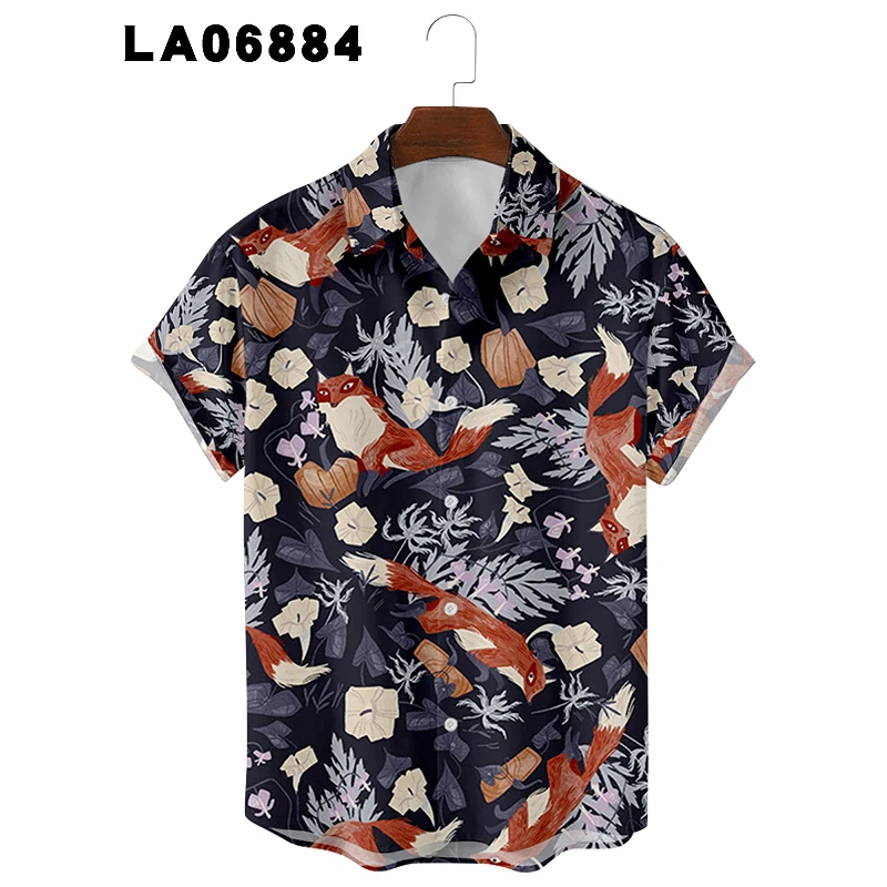 2021 New shirts for men Summer Floral Elements 3d Digital Printing Trend Loose Short-Sleeved Men's Shirt Top 6xl Large Size