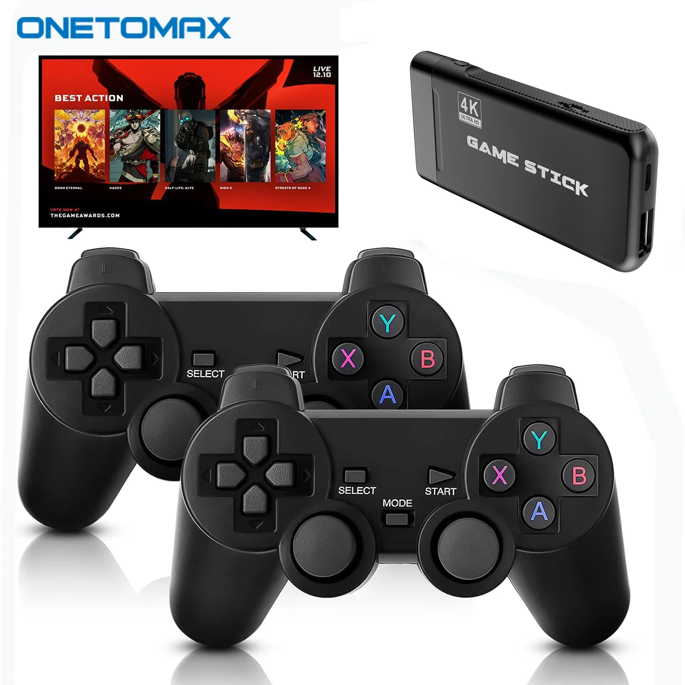 

ONETOMAX Consola Ретро ТВ игровая консоль 3000/10000 классических игр HD 2,4G двойной беспроводной контроллер Поддержка для PS1/Игровая приставка GBA