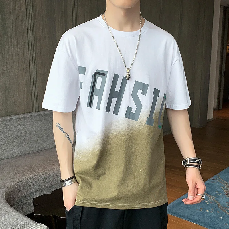 

Summer Mens Short-sleeved T-shirt 3D Letters Print O-Neck Casual Cotton Short-sleeved Hip-hop Streetwear Loose T-shirt Unisex