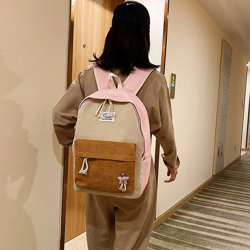 Вельветовые рюкзаки 2020 женские школьные сумки для девочек подростков модные