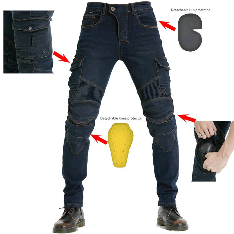 Мотоциклетные джинсы защитное оборудование снаряжение наколенники накладки на