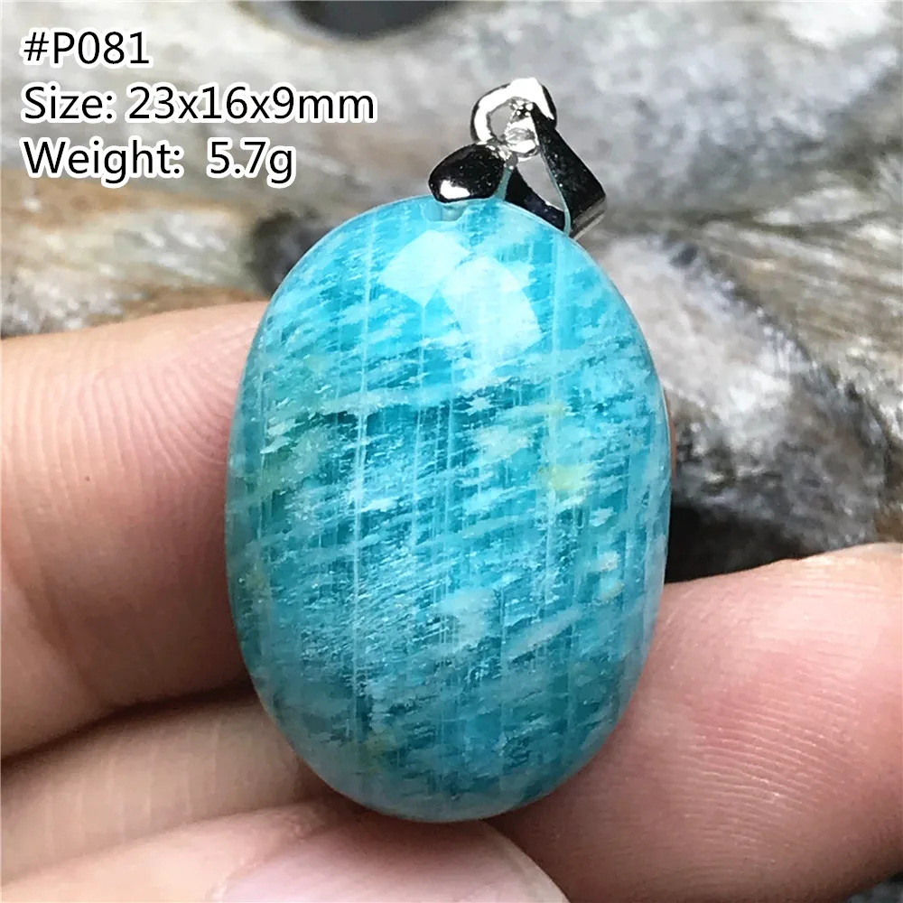 

Top Natural Amazonite Pendant For Woman Man 23x16x9mm Gift Luck Love Wealth Crystal Silver Beads Mozambique Stone Jewelry AAAAA