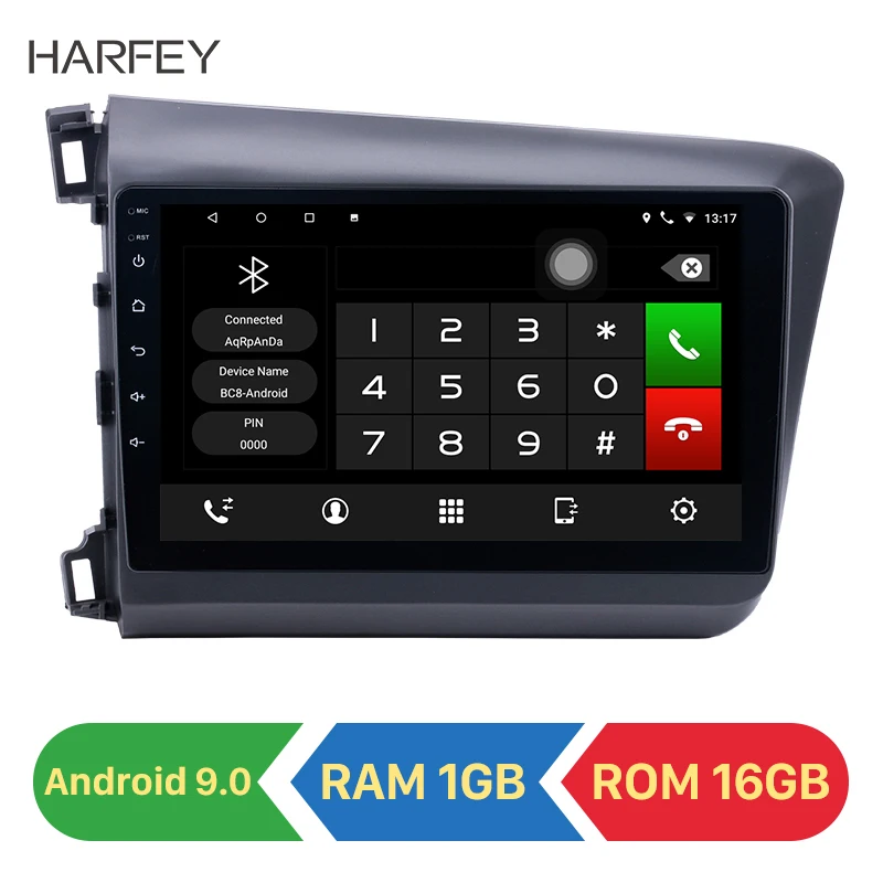 Harfey Автомобильный gps навигатор 10 1 дюймов для 2012 Honda Civic Android 9 0 мультимедийный