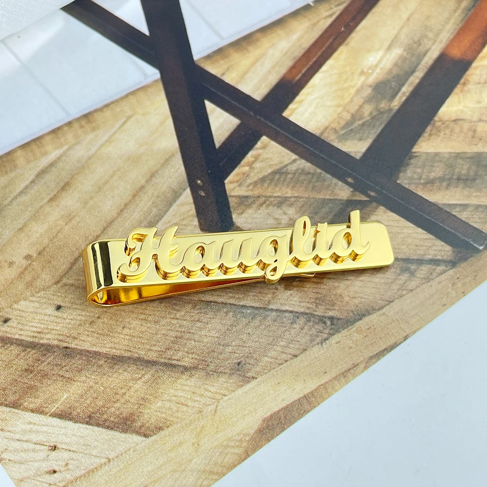 Персонализированный мужской Tiepin с именной табличкой из нержавеющей стали зажим