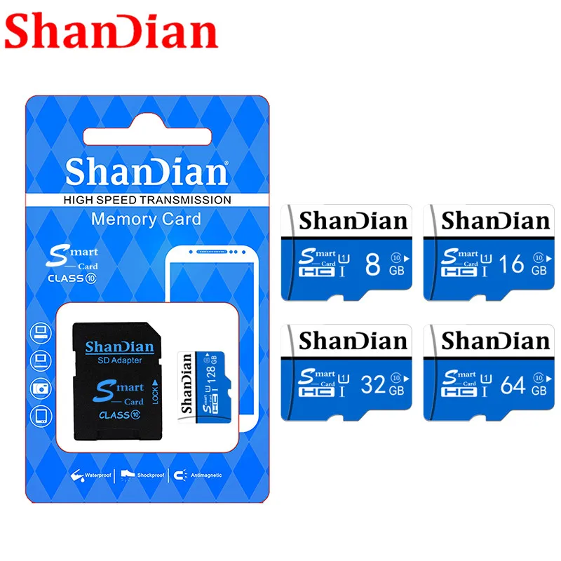 SHANDIAN Smastsd карта памяти 128 Гб 64 ГБ 32 ГБ 16 ГБ Smast SD карта класс 10 TF карта 8 Гб класс 6 реальная емкость Smastsd