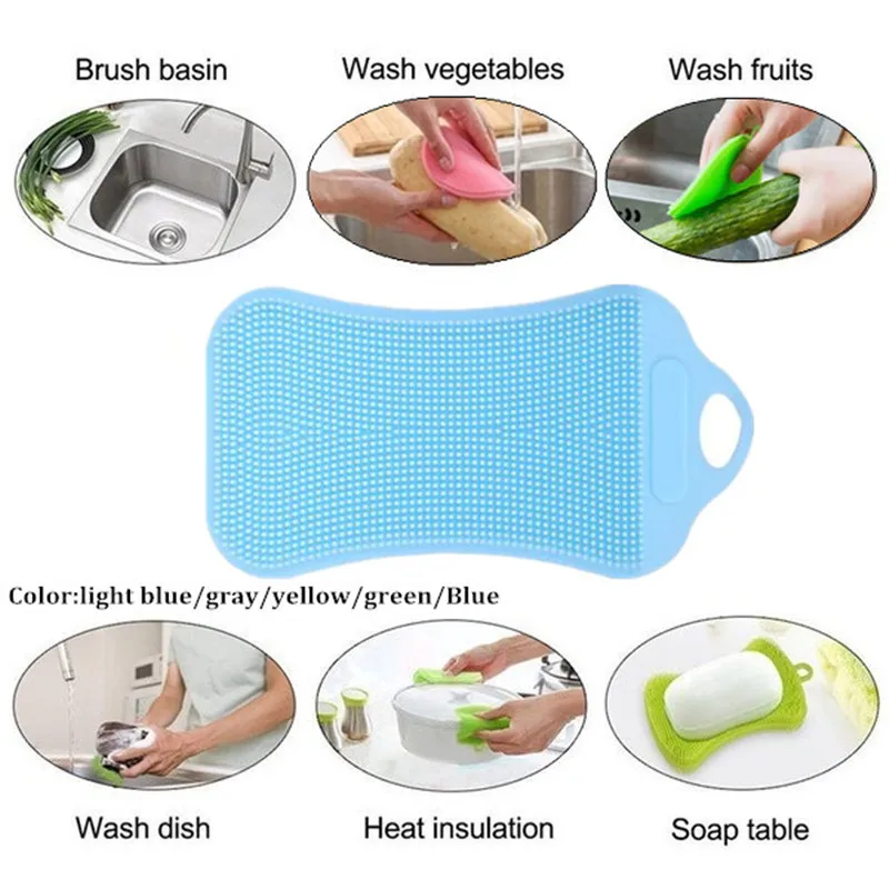 1 шт. силиконовая губка для мытья посуды кухонная Чистящая антибактериальное