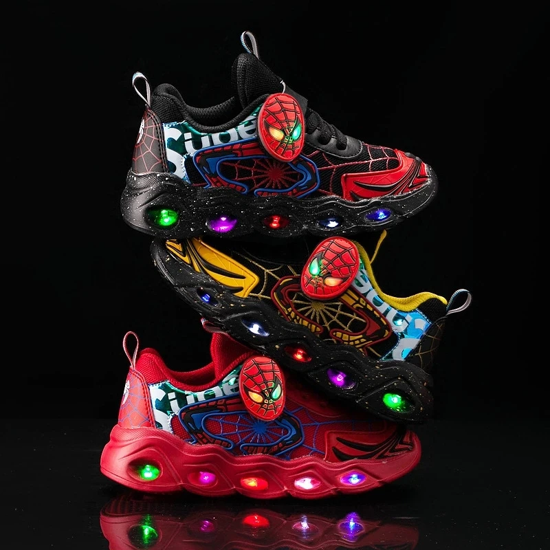 

Disney children's girls and boys spider shoes non-slip soft-soled sports shoes student running shoes casual shoes LED light shoe