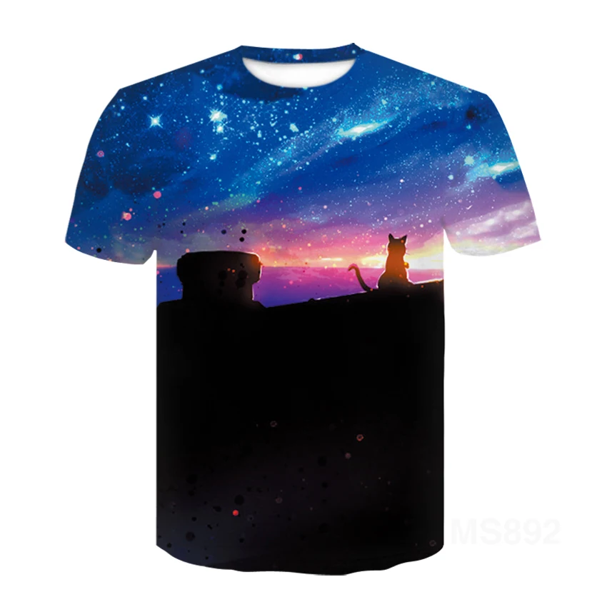Футболка Мужская/женская с 3D принтом ночного неба Повседневная летняя