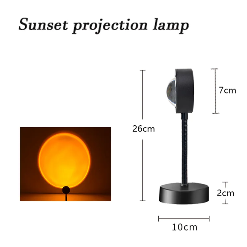

USB Rainbow Sunset Red Projector Led Night Light Sun Projection Desk Lamp for Bedroom Bar Coffee Store Wall Decoration Lighting.